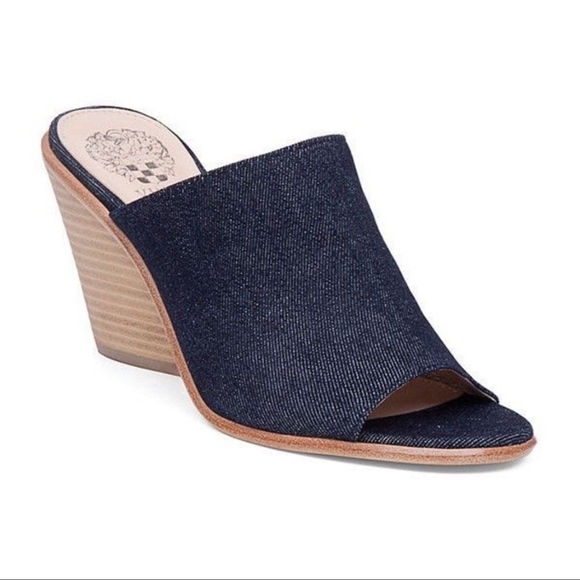 Vince Camuto Shoes - Vince Camuto Dormina Denim Peep Toe Mules size 10